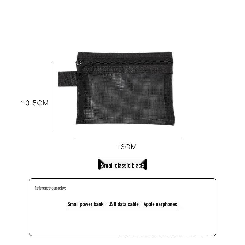 Transparent Mesh Large Capacity Portable Storage Bag with Card Holder for Cables & Earphones
