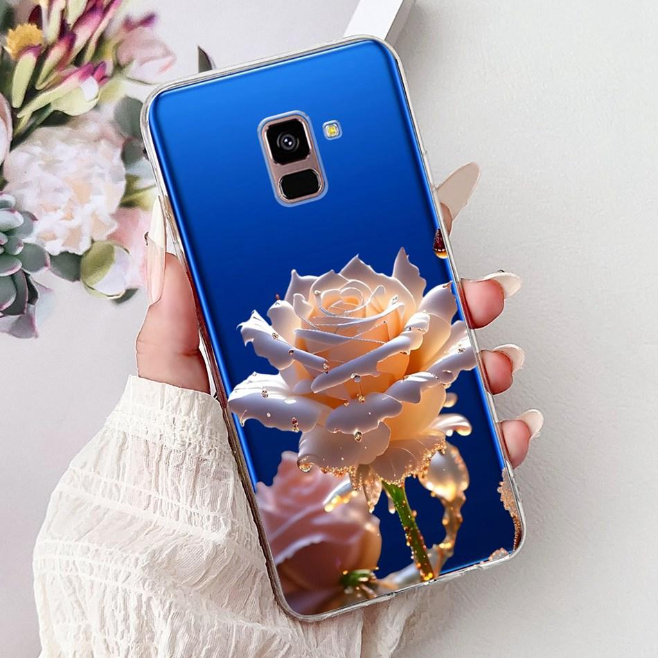 Phone Case For Samsung Galaxy A8+ (2018) SM-A730F / A8 (2018) SM-A530F Elegant Floral Butterfly Soft Silicone TPU Cases