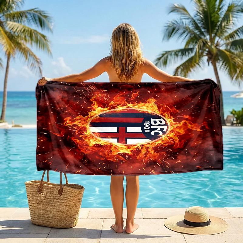 Bologna FC Druck Schnelltrocknendes Strandtuch Mikrofaser Saugfähig Tragbares Reise-Badetuch