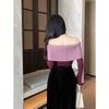 One Shoulder Bow Knit Sweater Women's New Top