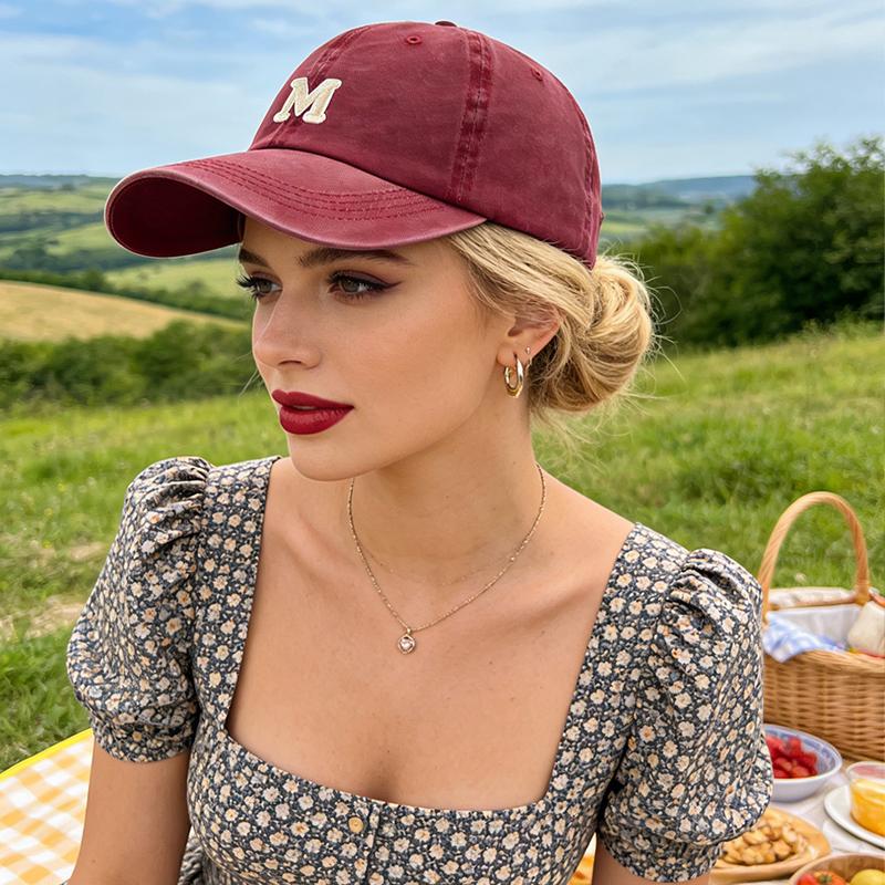 1Pc Unisex A-Z Letter Outdoors Fashionable Leisure Washed Baseball Cap, Adjustable Outdoor Sun Protection Casual Hat