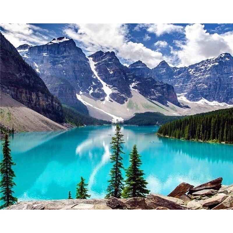 Full Drill Diamond Embroidery Mountains And Rivers Scenery Craft Kit 5d Diamond Mosaic Landscape Needlework Home Deco