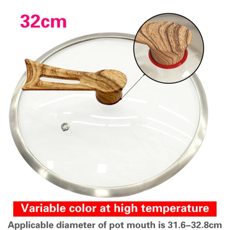 Edelstahl 16-32cm verdickter breiter Rand Perspektiven-Topfdeckel Glasdeckel für Haushalt Universal explosionsgeschützter Topfdeckel