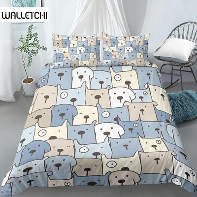 Cartoon Dog Duvet Cover Set Funny Pug Print King Size Bedding Set for Kids Boys Girls Animal Theme 2/3pcs Twin Comforter Cover