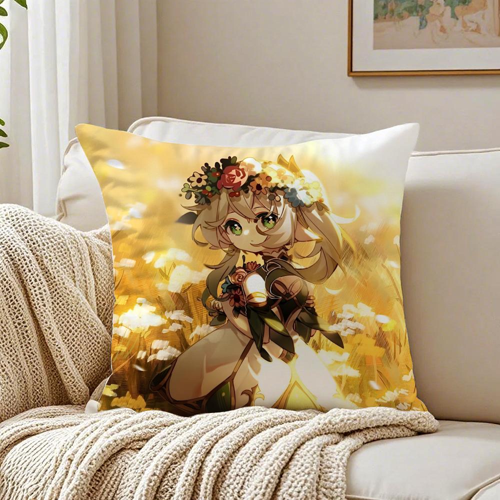 NNahida GGenshin IImpact anime game Cushion Cover Linen Minimalist Soft for Sofa Bed Home Room Decor
