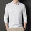 Men'S Long Sleeve Lapel Polo Shirt Casual Solid Color Bottom T-Shirt Business Top