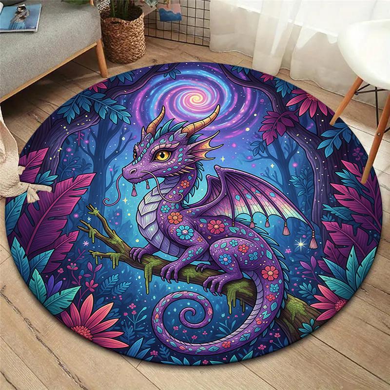 Magic Elf Round Area Rug,Carpet Rug for Living Room Bedroom Sofa Playroom Decor,Non-slip Floor Mat