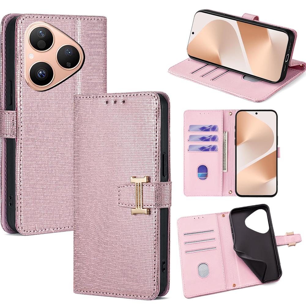 For Huawei Pura 80 Case Metal I-Buckle PU Leather Wallet Phone Cover