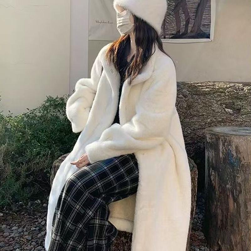 Autumn/Winter Long Stand-Collar Leather and Fur Socialite Wool Coat