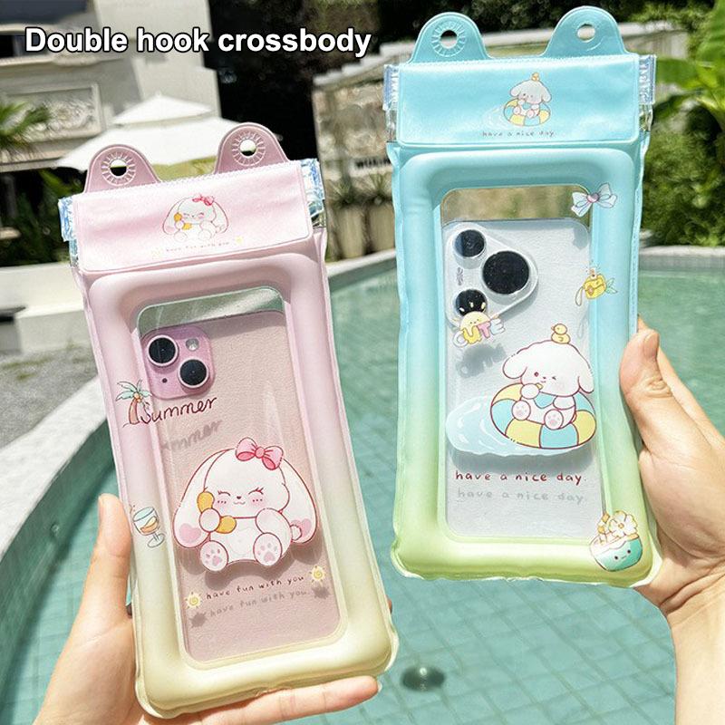 Universal Cartoon Waterproof Phone Case Pouch Swimming Underwater Photography Air Cushion Water Proof Bag Hanging Diving Pouch
