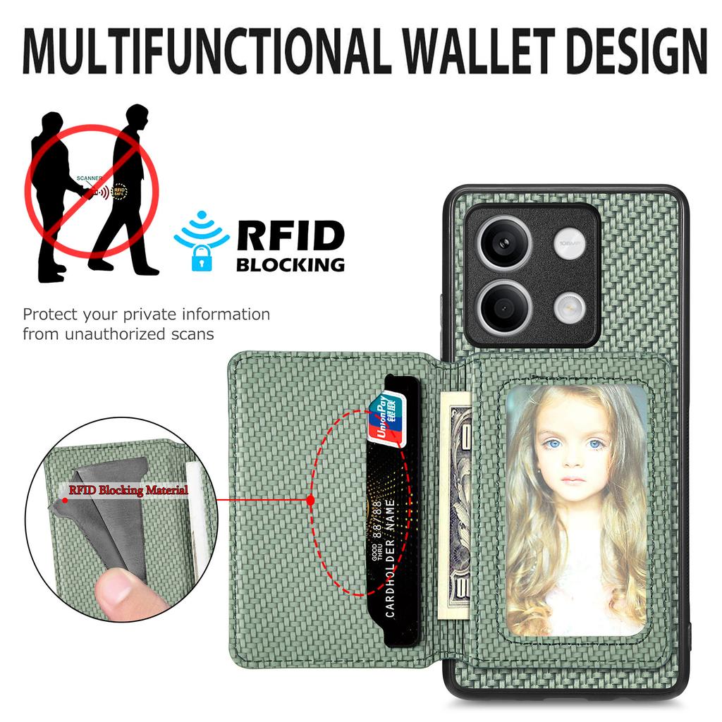 For Xiaomi Redmi Note 13 5G Case Carbon Fiber Texture PU Leather Coated PC+TPU Phone Shell