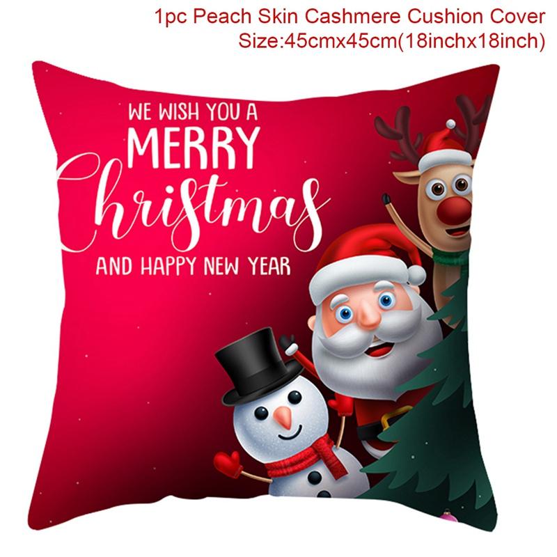 Christmas Cushion Cover  Decoration Home Santa  Decorations  Gift Navidad Happy New Year 2022