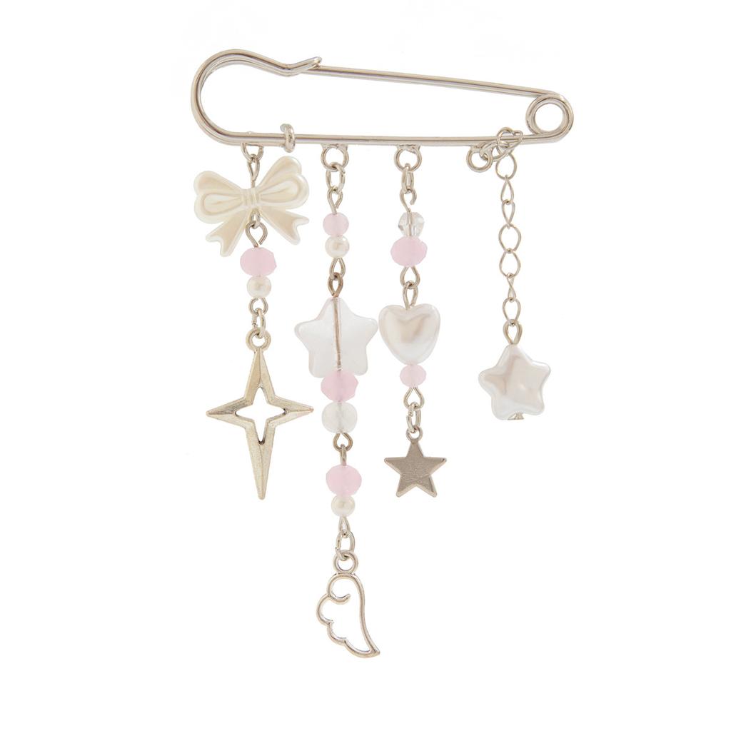 Pastoraler Stil Sternlegierung Anhänger Brosche Girly Herz Perlen DIY Tasche Zubehör