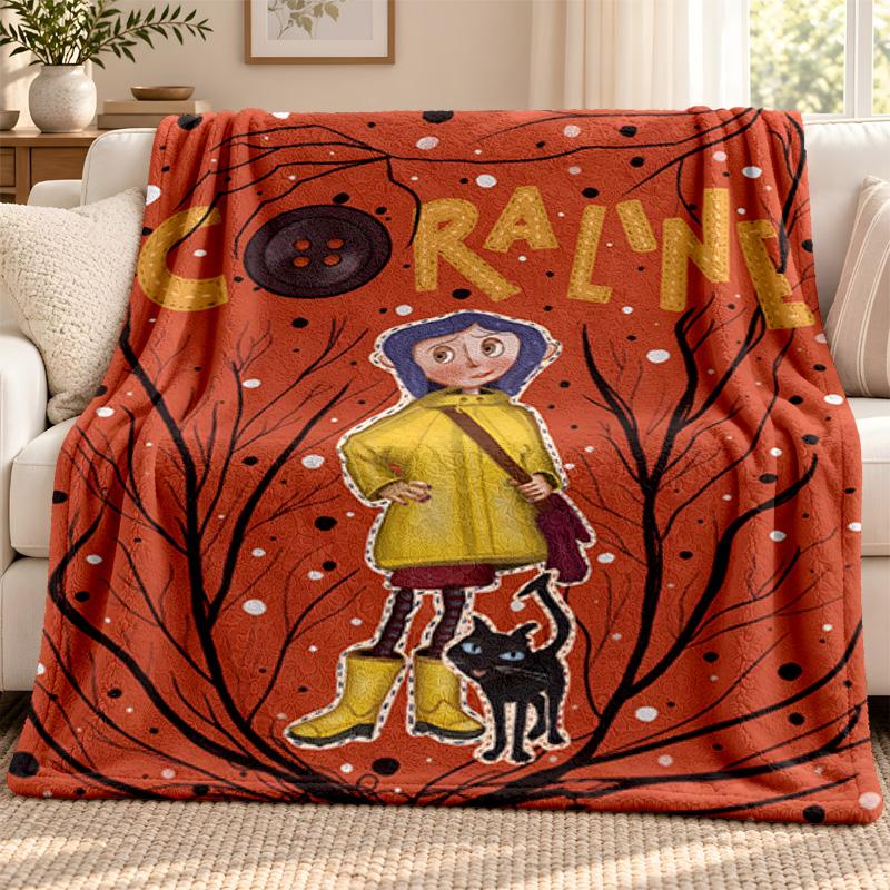 Coraline blanket Flannel Blanket Soft Cozy Plush Throw for Sofa Bed Lightweight Home Decoration Outdoor camping