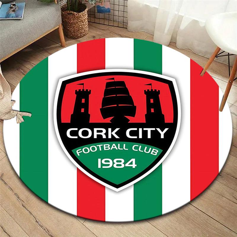 Cork City F.C Round Area Rug,Carpet Rug for Living Room Bedroom Sofa Playroom Decor,Non-slip Floor Mat