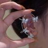 Silver Plated Metal Leaf Butterfly Clip Earrings for Women Ear Clips  Sparkling Zircon Ear Cuff Fashion Jewelry