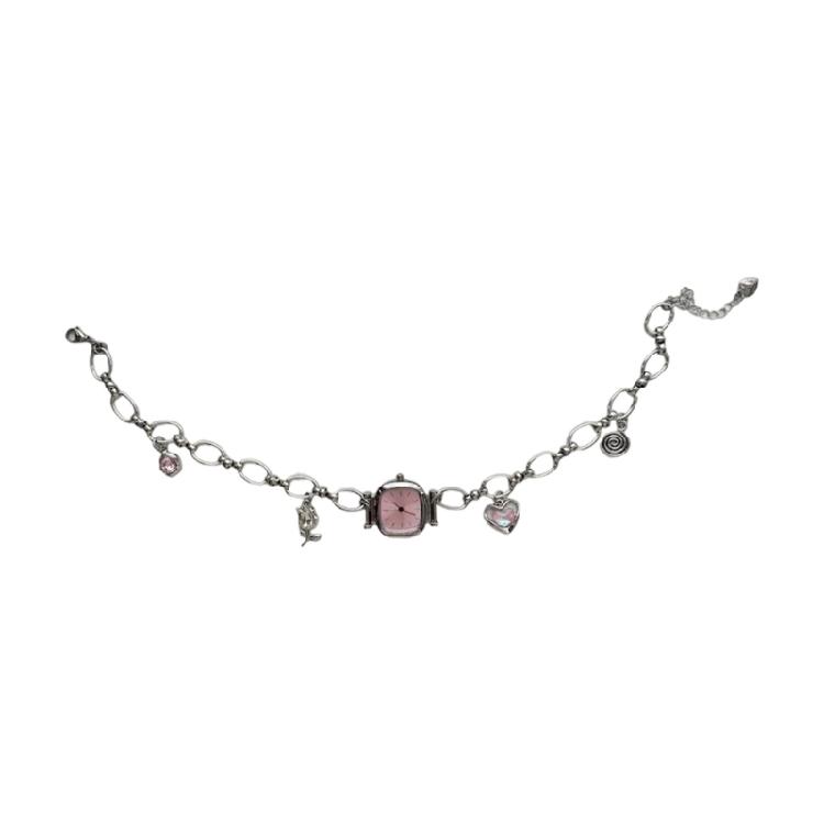 Exposed Mechanical Movement Watch Pendant Necklace Heavy Duty Alloy Construction Clavicle Chain Stylish Unisex Gift