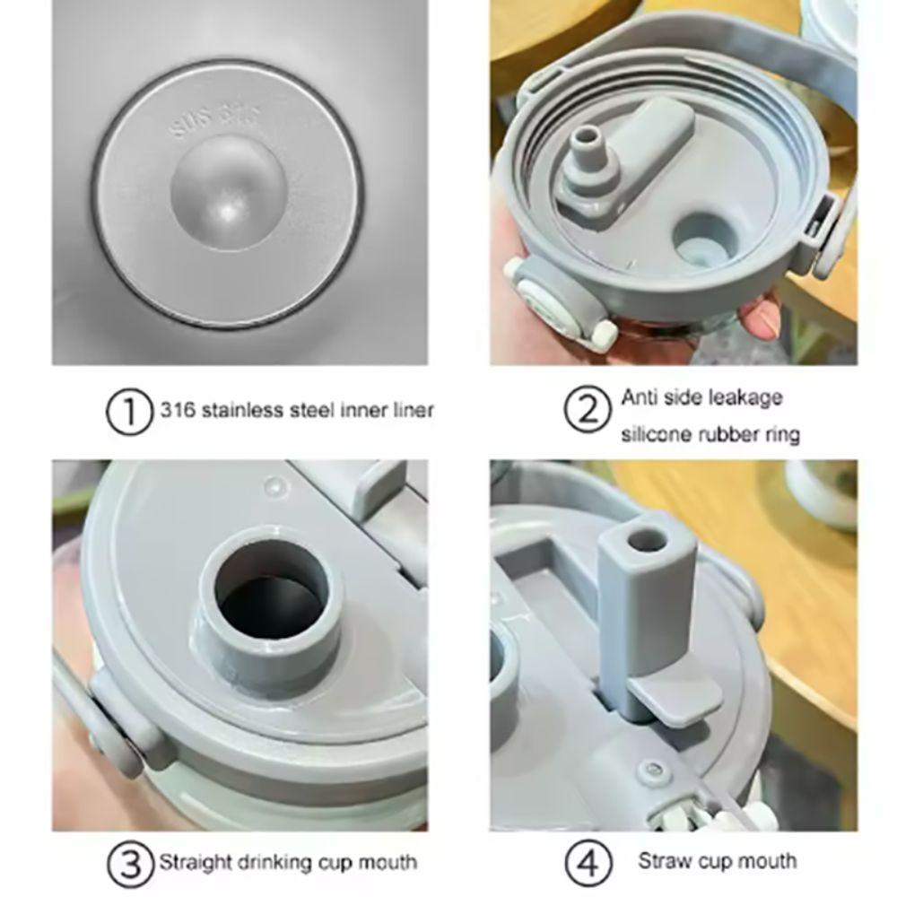 1L/1.2L Strohhalm Thermoflasche Edelstahl Vakuumflasche Haushalts Thermosbecher Sport