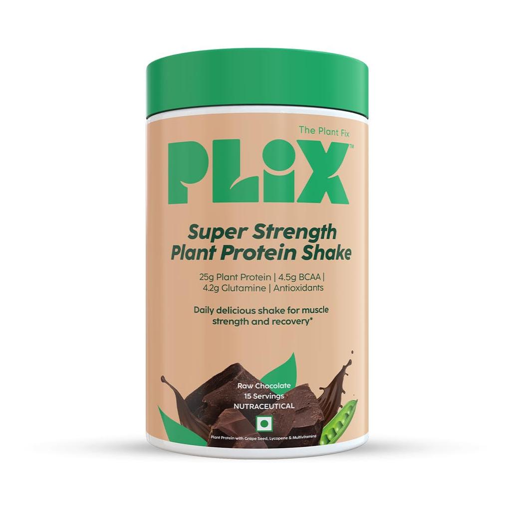 Plix Strength Plant Protein Powder Chocolate Flavor 500 G Vegan Protein Blend No Added Sugar Gluten Free Daily Nutrition