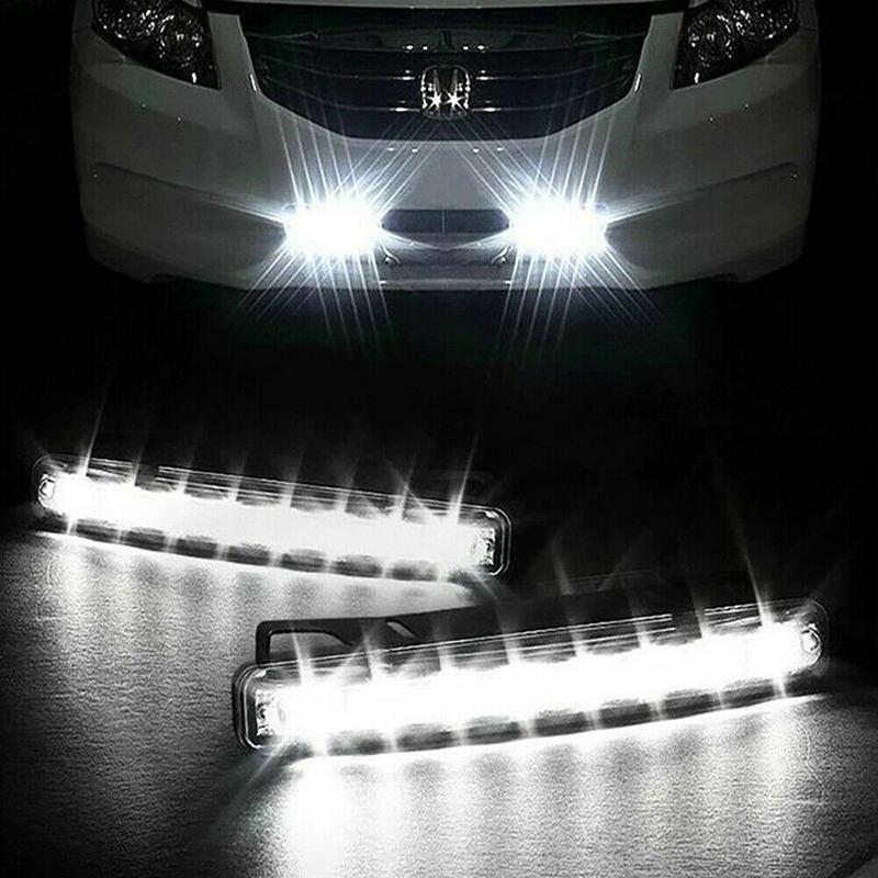 2X Car 8 Led Drl Fog Driving Daylight Daytime Running Light Head Lamp White