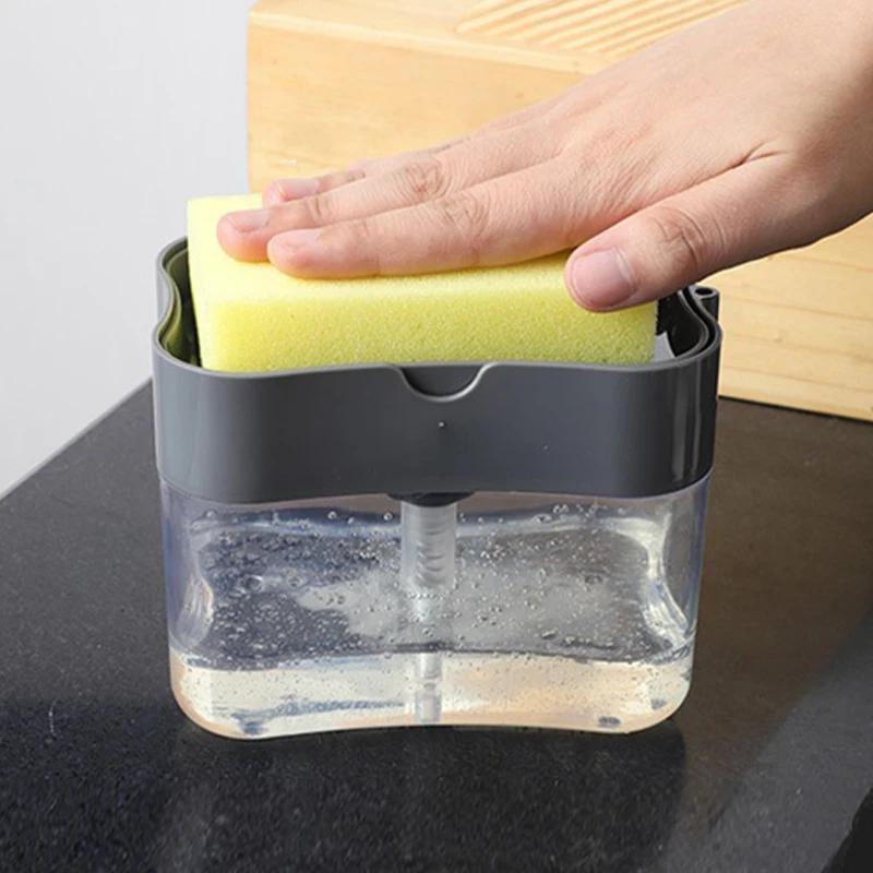 Soap Dispenser, Press, Automatic Refilling, Portable Kitchen Cleaning Cloth, Dishwasher Cleaning Tool