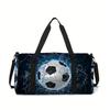 Football Pattern Large Capacity Luggage Bag for Boy/Girl Best Gift 2D Cartoon Travel Duffels Outdoor Fitness Bag for Children