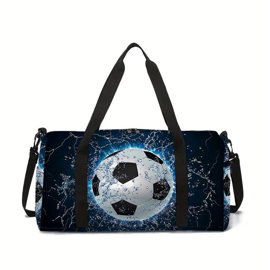 Football Pattern Large Capacity Luggage Bag for Boy/Girl Best Gift 2D Cartoon Travel Duffels Outdoor Fitness Bag for Children