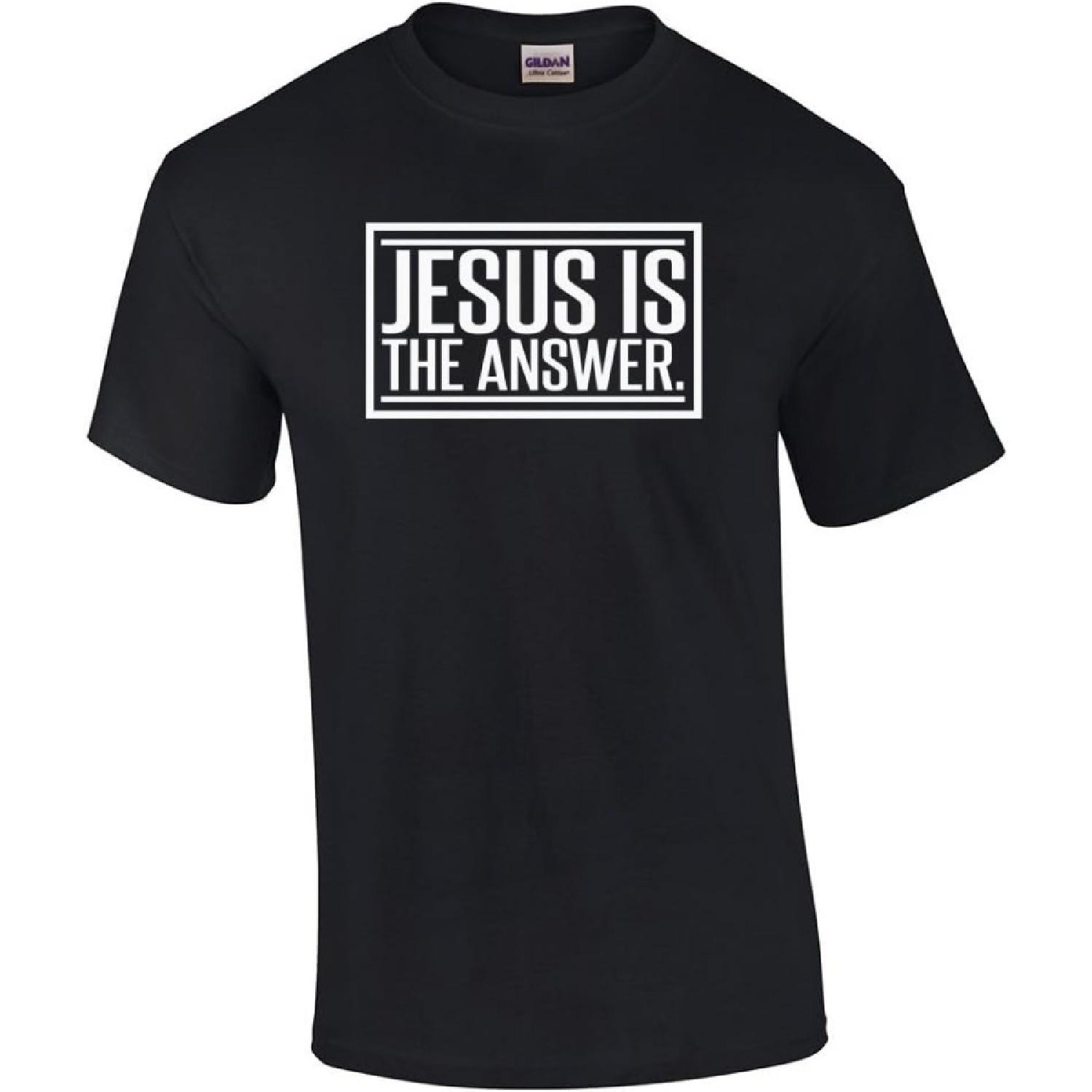 Jesus is The Answer Christain Tee Shirt Black S
