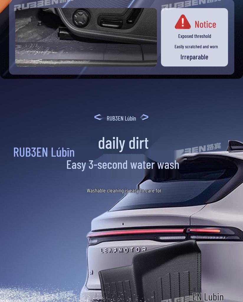 Lubbin TPE Door Sill Mats for Deep Blue S05 - Full Coverage Interior Accessories