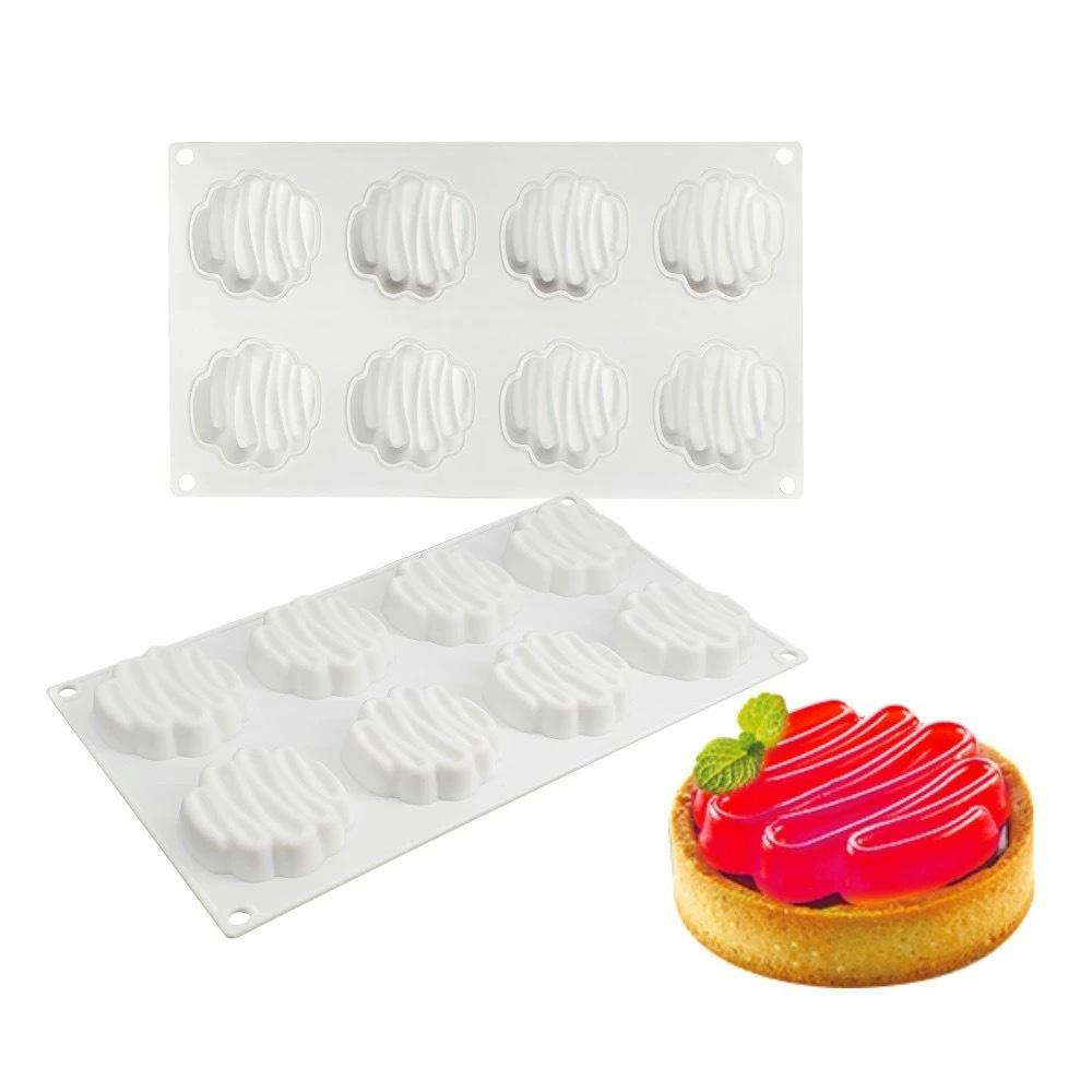 8-Cavity Round Colorful Tower Silicone Mold - French Mousse Cake Dessert Baking Decoration Tool