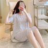 1011 Spring and Autumn Short Sleeve New Printed Pajama Set Summer Thin Sweet Floral Loose Loungewear