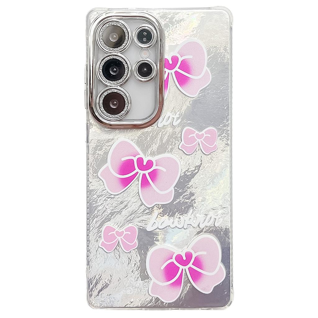 For Samsung Galaxy S25 Ultra Case Bowknot Pattern Design IMD PC+TPU Phone Back Cover with Glass Lens Film