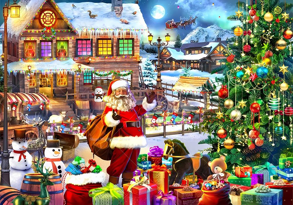 Winter Christmas Village Background Home Decoration Photography Studio Background New Year Snow Town Mountains Background