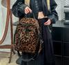 2025 New Fashion Leopard Soft Leather Travel Backpacks Women's Large Capacity Shoulder Bags Totes School Bag Crossbody Bagpack