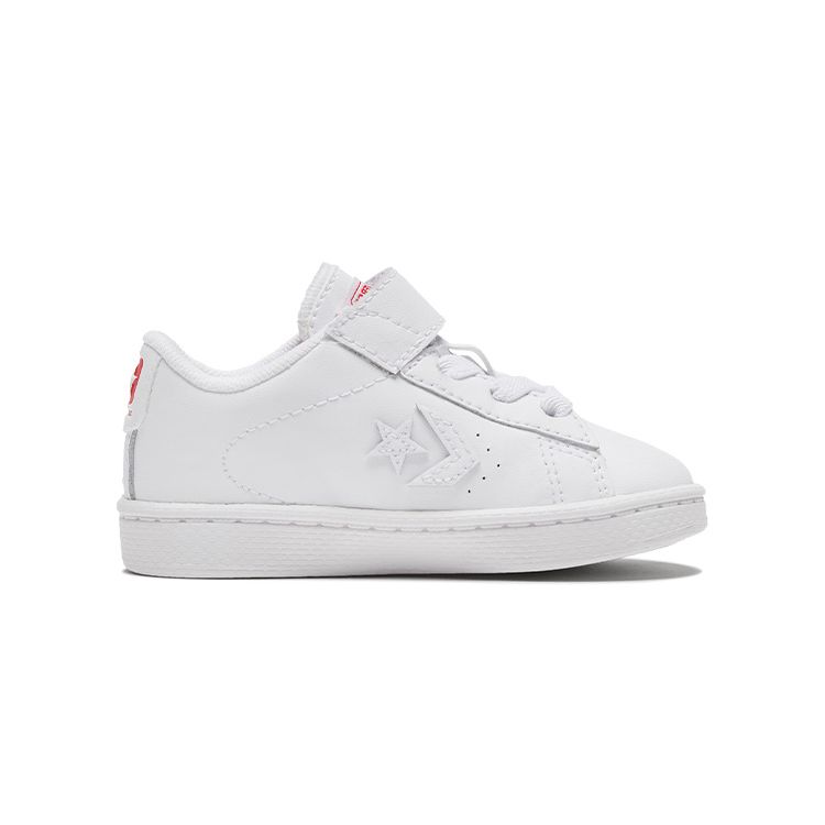 Converse Cons Pro Leather Velcro Casual Low Top Walker Shoes Baby Shoes White Red 768406C