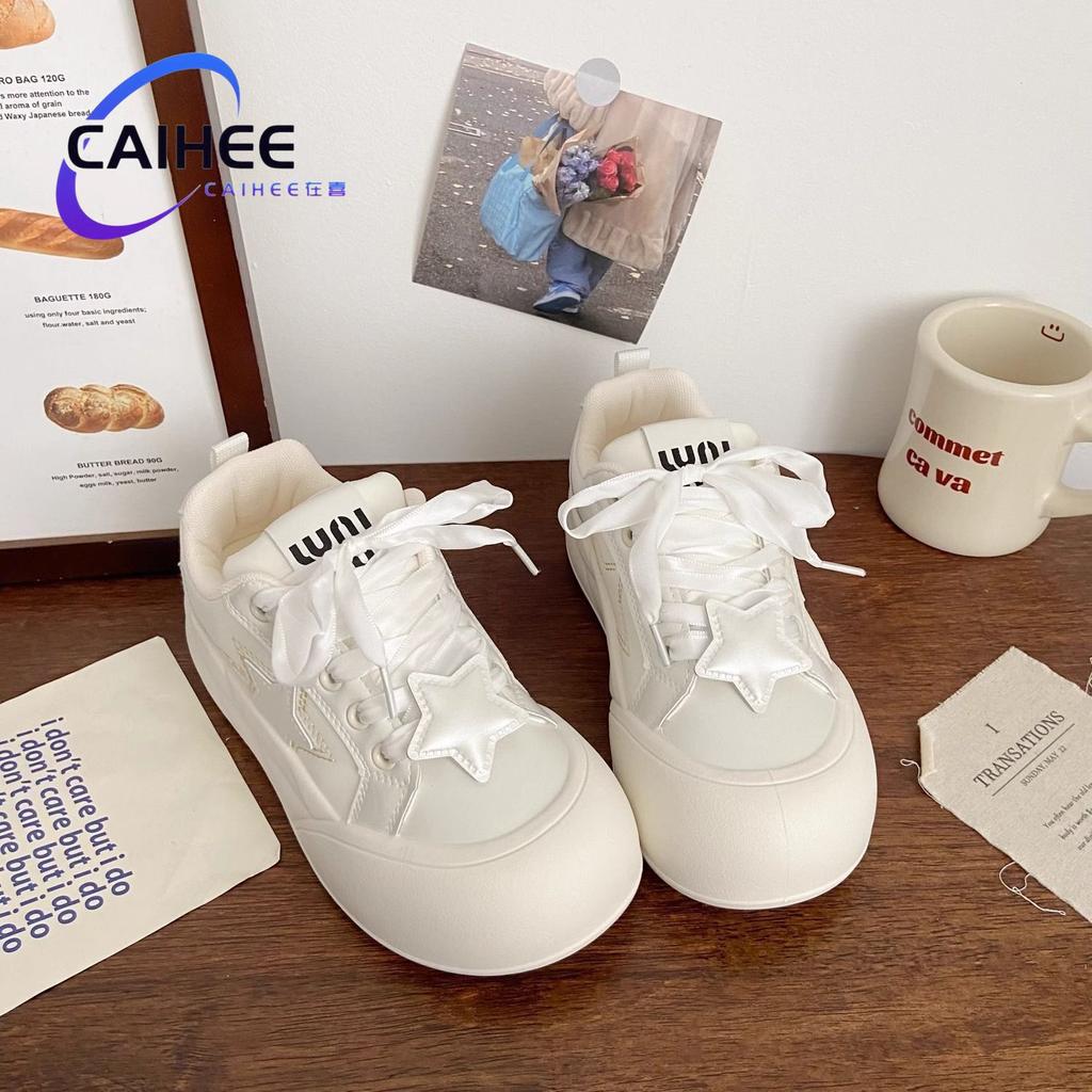 Campus Style Platform White Shoes Children 2025 New Popular Casual Sports Shoes Versatile Chic Shoes Bread Shoes