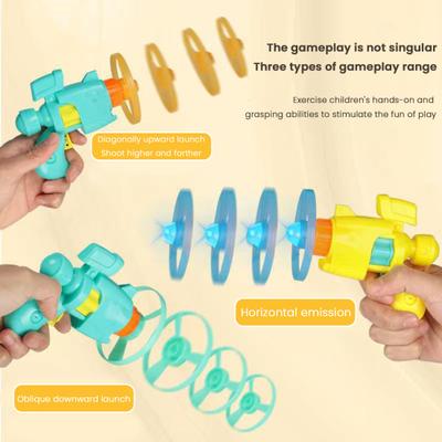 Kids Flying Disc Launcher Toy Outdoor Garden Backyard Lawn Park Toddlers Boys Girls LED Light-Up Flying Disc Shooter Game