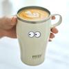 500ML Thermoses Insulated Coffee with Handle Portable Thermal Travel Mug for Hot Cold Drinks Outdoor Vacuum Office Home with Eye Sticker