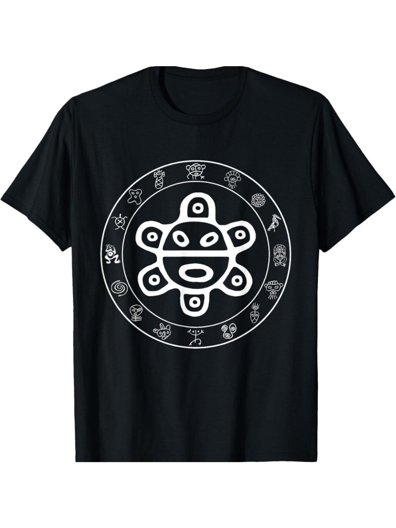 

Men Women Unisex Clothing Taino Sun T-Shirt & Symbols Design Crew Neck Casual Loose Stylish Breathable for Running Sports Top 5XL різнокольоровий