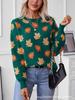 Autumn Leaf Pattern Knit Sweater for Women