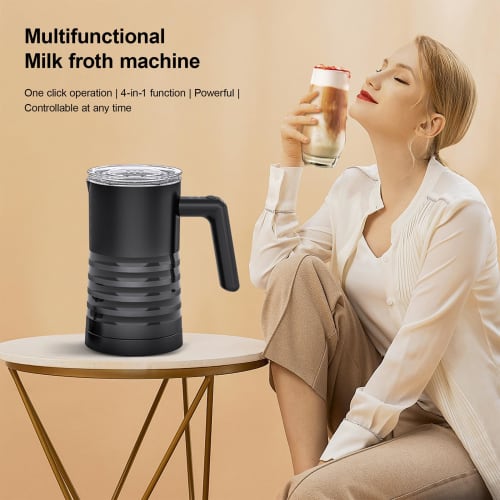Milk Frother and Steamer, 4 in 1 Automatic Milk Warmer, 400W, Non-Stick Interior, 580ml Hot/Cold Stainless Steel Milk Foam Maker for Coffee, Hot Choco