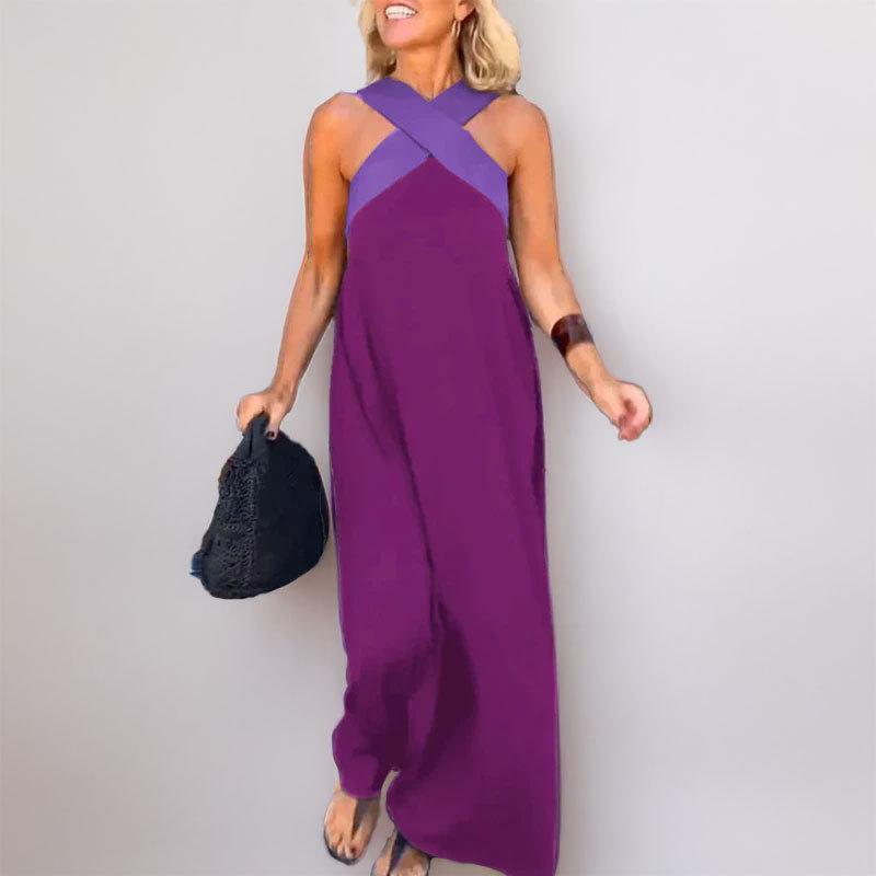 

Весна Новая Женская Одежда Мода С Открытыми Плечами Темперамент Элегантное Платье с Вырезом на Шее 3XL фиолетовый