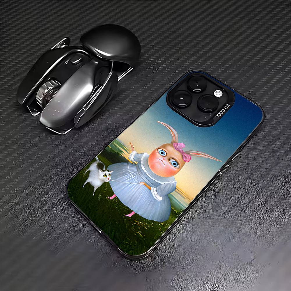 Vintage Rabbit Aristocrat Phone Case For iPhone17,16,15,14,13,12,11 Plus,Pro Max Colored Silver Plated Inside Cover