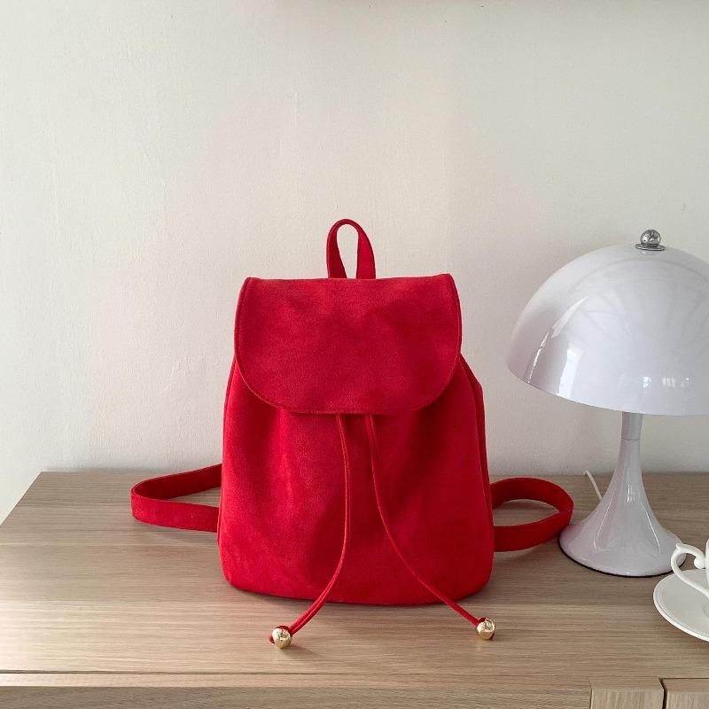 

Красная замшевая сумка раскладушка осень и зима новый рюкзак женский рюкзак для通勤 женский красный