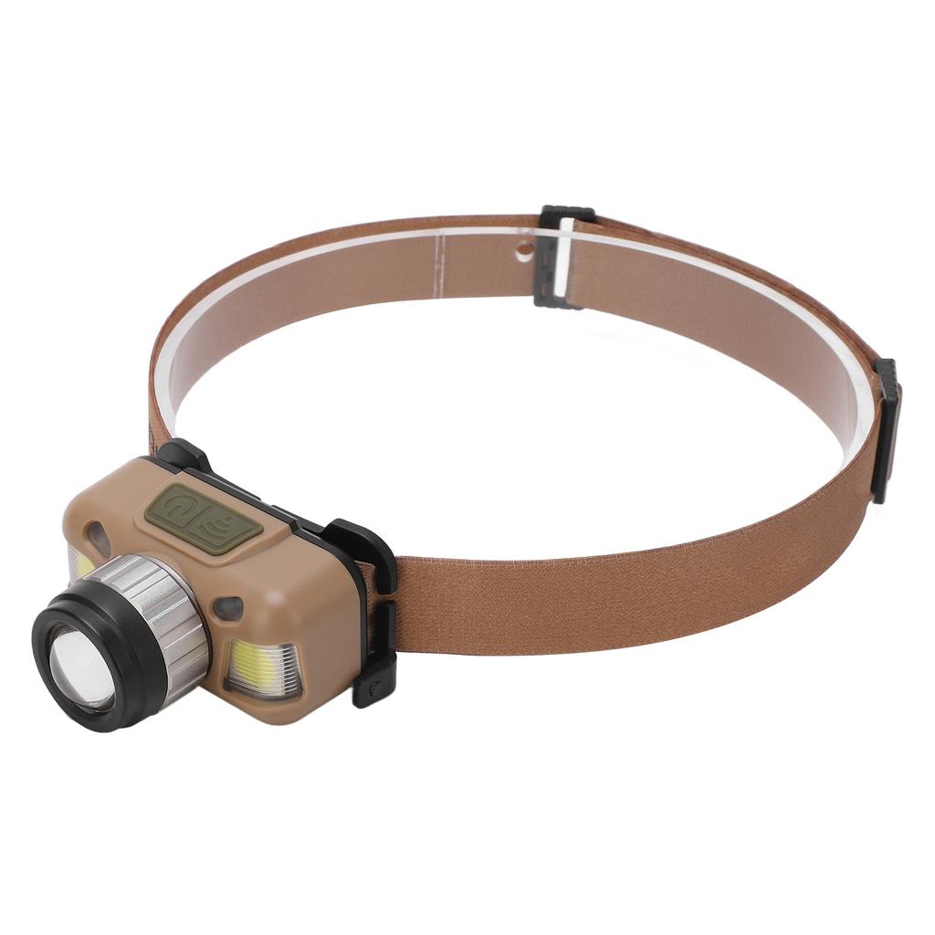 Mini Headlamp Type C USB Rechargeable Brown IPX4 Waterproof Lightweight Portable Headlight for Camping