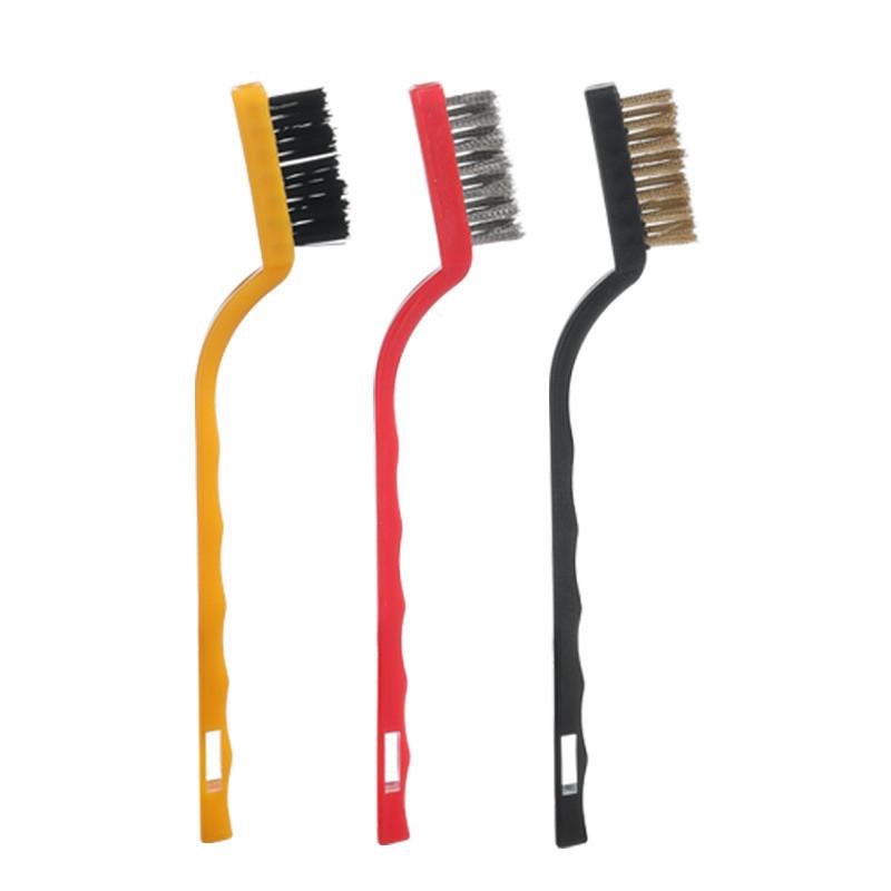 Stove Gas Cleaning Brush Set With Plastic Handle And Steel Wire For Kitchen Use