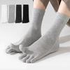 5 Paia Calzini alla Caviglia a Dita Separate per Uomo Donna Calzino Monocolore a Cinque Dita Calzino Sportivo da Corsa in Cotone Assorbente Sudore Calzino a Tubo Medio con Dita Separate