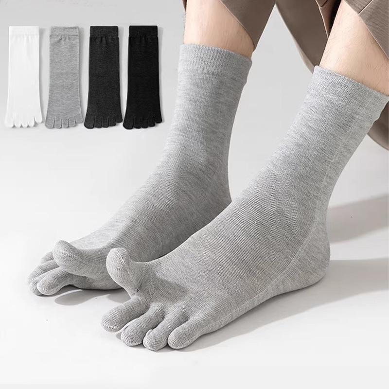 5 Paia Calzini alla Caviglia a Dita Separate per Uomo Donna Calzino Monocolore a Cinque Dita Calzino Sportivo da Corsa in Cotone Assorbente Sudore Calzino a Tubo Medio con Dita Separate