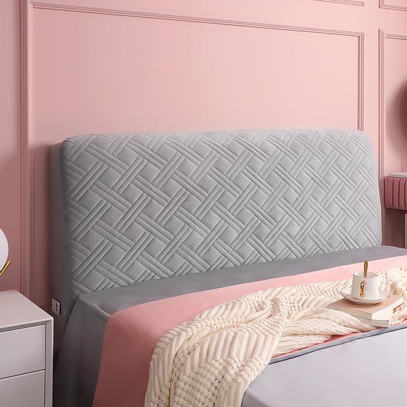 Nordic Grid Bed Headboard Cover All Inclusive Bedside Bed Head Cover Warm Soft Bed Anti-Dust Cover Thicken Head Back Protector
