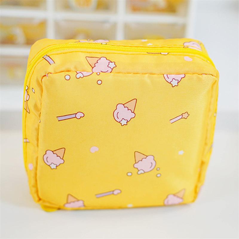 Women Tampon Storage Bag Cartoon Mini Sanitary Waterproof Napkin Toiletry Bag Travel Cosmetic Bag Makeup Pouch Data Cable